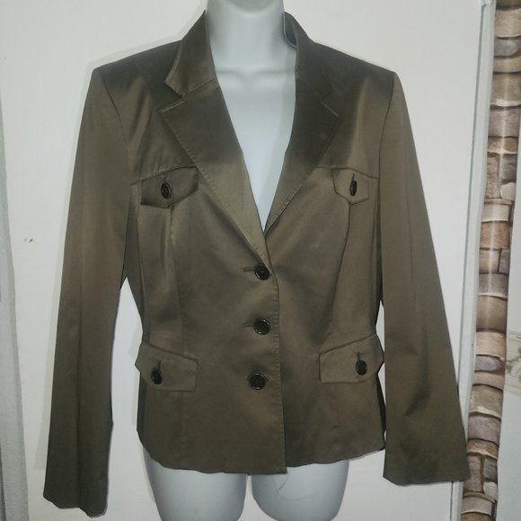 Talbot Petites stylish stretch blazer, Lined, Green/Grey in size 14 - Picture 10 of 13